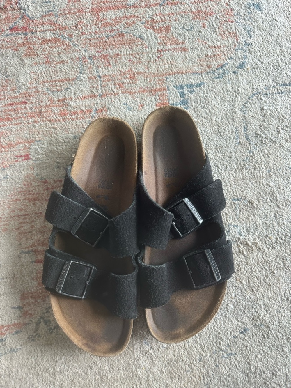 Birkenstock Black Suede Two-Strap Sandals